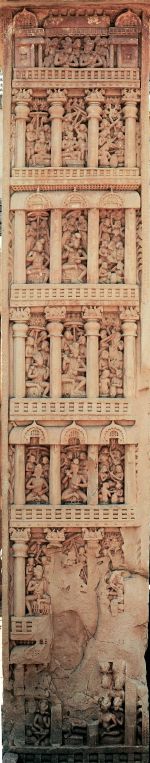 The six inferior heavens of the Gods Sanchi Stupa 1 East Gateway Right pillar front.jpg