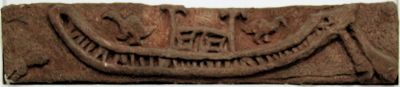 Disha Kaka Boat with Direction Finding Birds, model of Mohenjo-Daro seal, 3000 BCE.jpg