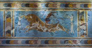 Bull leaping minoan fresco archmus Heraklion (cropped).jpg
