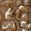 Miracle at Kapilavastu Suddhodana praying as his son the Buddha rises in the air with only path visible Sanchi Stupa 1 Northern Gateway.jpg